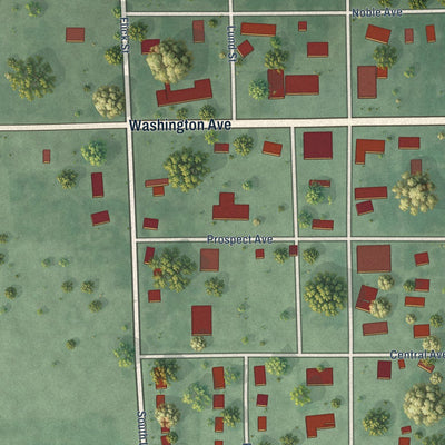 Close-up of the map of Veblen, South Dakota print showing street and building detail