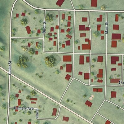 Close-up of the map of Gonvick, Minnesota print showing street and building detail