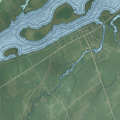 Close-up of the map of Madrid, New York print showing street and building detail