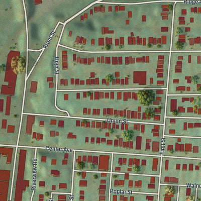 Close-up of the map of Verona, Pennsylvania print showing street and building detail