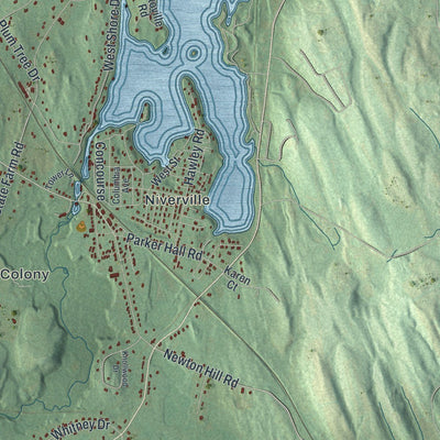 Close-up of the map of the Town of Kinderhook, New York print showing street and building detail