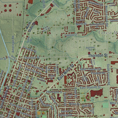 Close-up of the map of Lockport, Illinois print showing street and building detail
