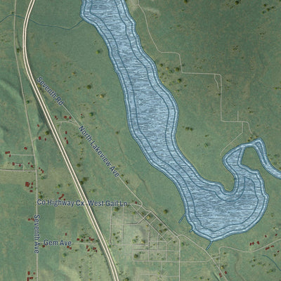 Close-up of the map of Moundville, Wisconsin print showing street and building detail