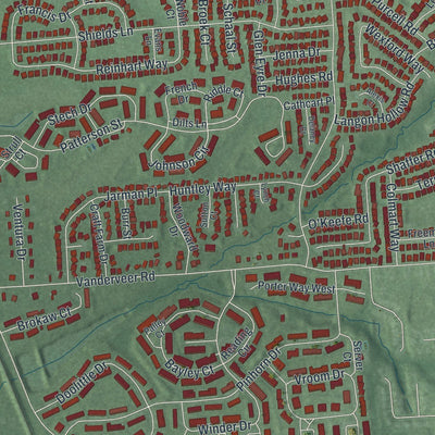 Close-up of the map of Bradley Gardens, New Jersey print showing street and building detail