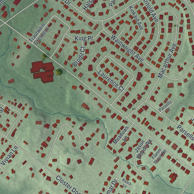 Close-up of the map of Closter, New Jersey print showing street and building detail