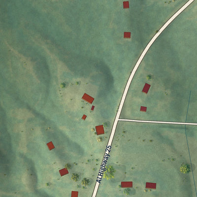Close-up of the map of Dayton, Alabama print showing street and building detail