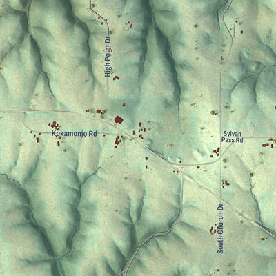 Close-up of the map of Sylvan, Wisconsin print showing street and building detail