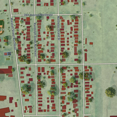 Close-up of the map of Marshall Terrace, Minnesota print showing street and building detail