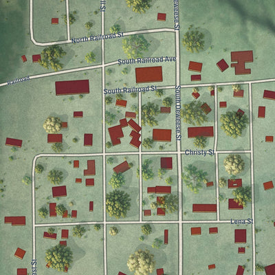 Close-up of the map of Deweese, Nebraska print showing street and building detail