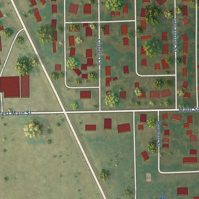 Close-up of the map of Green Valley, Illinois print showing street and building detail