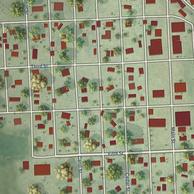 Close-up of the map of Talmage, Nebraska print showing street and building detail