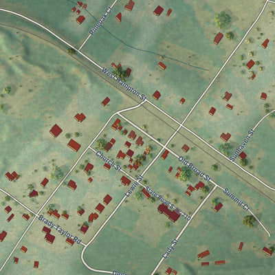 Close-up of the map of Summit, South Carolina print showing street and building detail