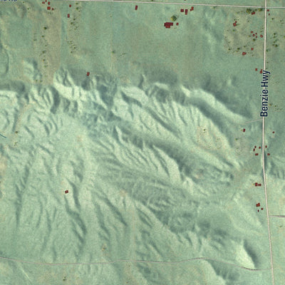 Close-up of the map of Joyfield, Michigan print showing street and building detail