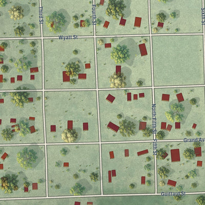 Close-up of the map of Barneston, Nebraska print showing street and building detail