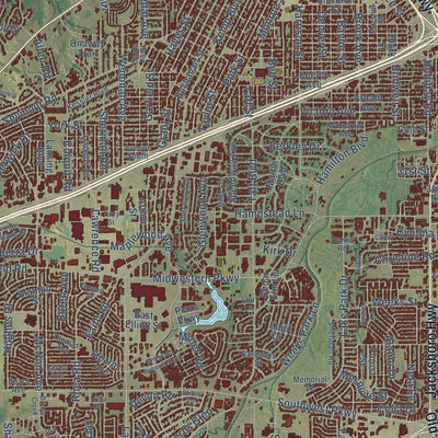 Close-up of the map of Wichita Falls, Texas print showing street and building detail