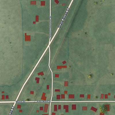 Close-up of the map of Mackey, Indiana print showing street and building detail