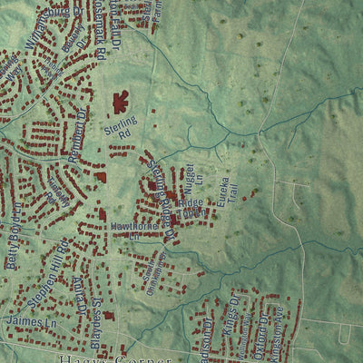 Close-up of the map of Atoka, Tennessee print showing street and building detail