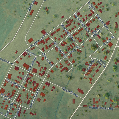 Close-up of the map of Tamms, Illinois print showing street and building detail