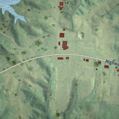 Close-up of the map of Garland, Tennessee print showing street and building detail