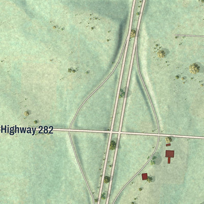 Close-up of the map of Rudy, Arkansas print showing street and building detail