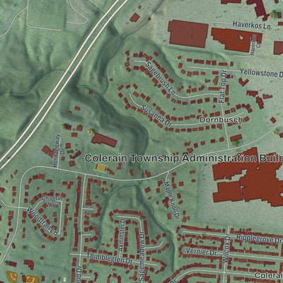 Close-up of the map of Northgate, Ohio print showing street and building detail
