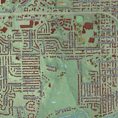 Close-up of the map of Hastings, Minnesota print showing street and building detail