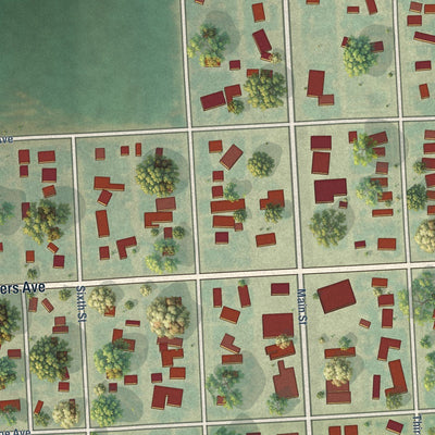 Close-up of the map of Ovid, Colorado print showing street and building detail