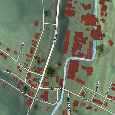 Close-up of the map of Petrolia, Pennsylvania print showing street and building detail