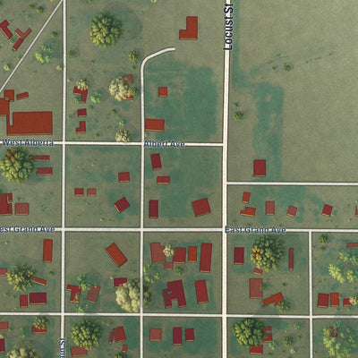 Close-up of the map of Davidson, Oklahoma print showing street and building detail
