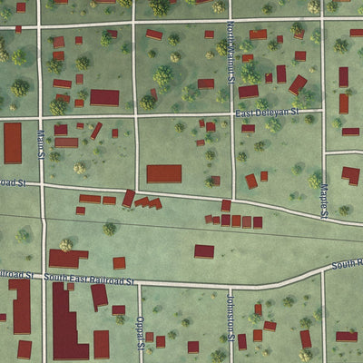 Close-up of the map of White Lake, South Dakota print showing street and building detail