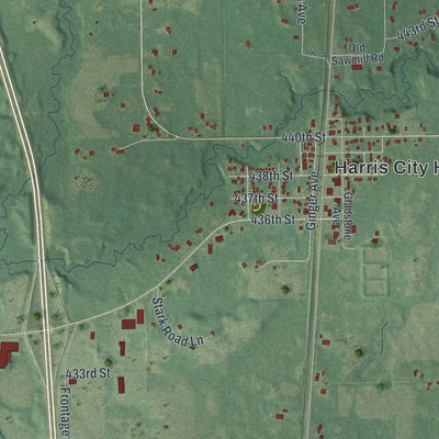 Close-up of the map of Harris, Minnesota print showing street and building detail