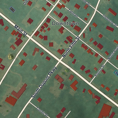 Close-up of the map of Odessa, Delaware print showing street and building detail