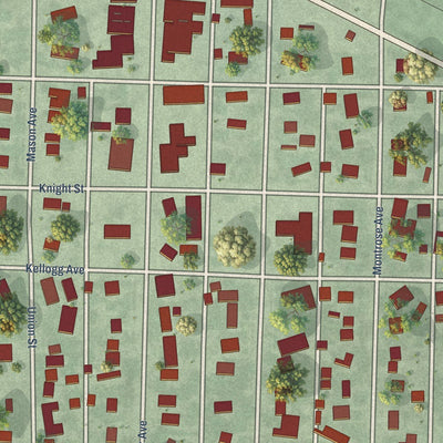Close-up of the map of Bertrand, Nebraska print showing street and building detail