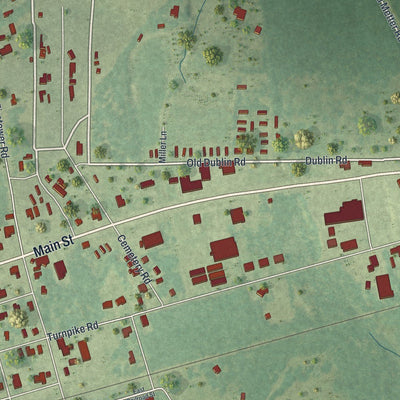 Close-up of the map of Hagan, Georgia print showing street and building detail