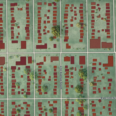 Close-up of the map of Cooper, Minnesota print showing street and building detail