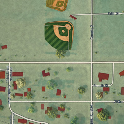 Close-up of the map of Regal, Minnesota print showing street and building detail