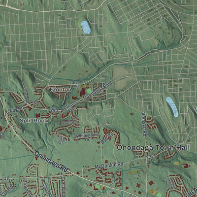 Close-up of the map of Onondaga, New York print showing street and building detail