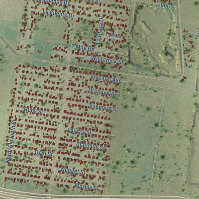 Close-up of the map of Penitas, Texas print showing street and building detail