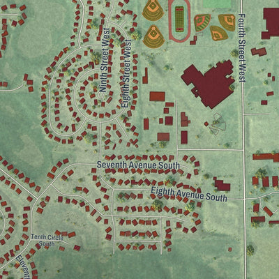 Close-up of the map of Zimmerman, Minnesota print showing street and building detail