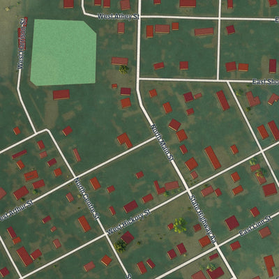 Close-up of the map of Farber, Missouri print showing street and building detail