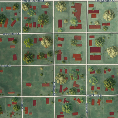 Close-up of the map of Colome, South Dakota print showing street and building detail