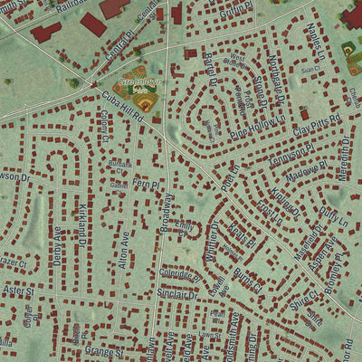 Close-up of the map of Greenlawn, New York print showing street and building detail