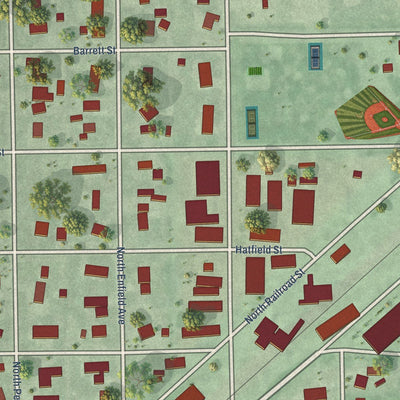 Close-up of the map of Giltner, Nebraska print showing street and building detail