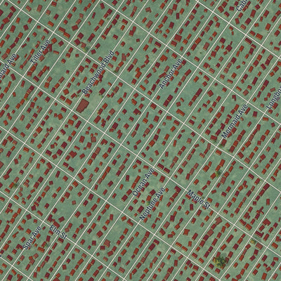 Close-up of the map of Beachwood, New Jersey print showing street and building detail