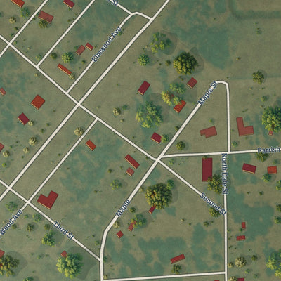 Close-up of the map of McDougal, Arkansas print showing street and building detail