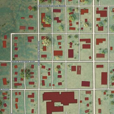 Close-up of the map of Dunseith, North Dakota print showing street and building detail