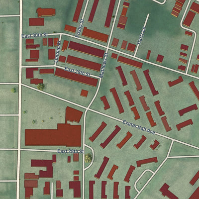 Close-up of the map of Better Waverly, Maryland print showing street and building detail