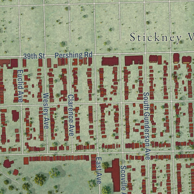 Close-up of the map of Stickney, Illinois print showing street and building detail