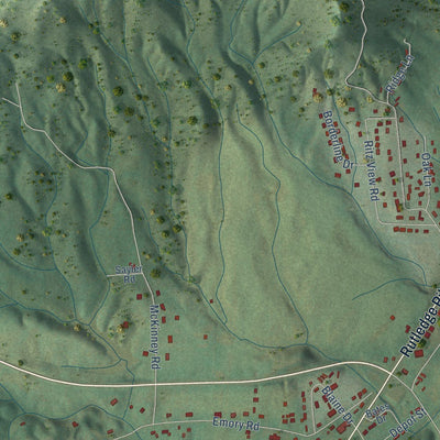 Close-up of the map of Blaine, Tennessee print showing street and building detail