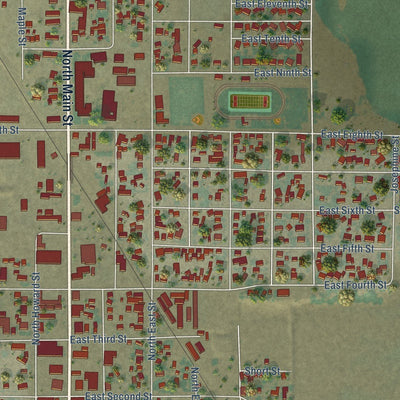 Close-up of the map of Alturas, California print showing street and building detail